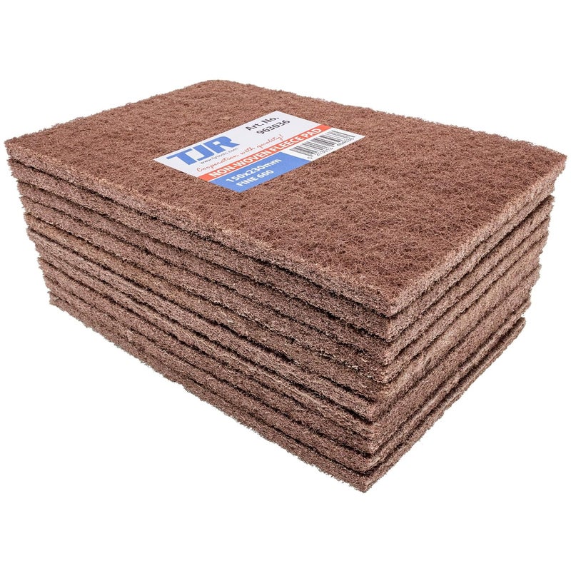 TJR ® Scuff Pads 10-Pack – Non-Woven Fleece Buffing Pads for Automotive, Autobody – Multipurpose 6 x 9 Inch Scouring Pad – Tear Resistant Wet and Dry Use Sanding Pads (Fine P600) - Image 1